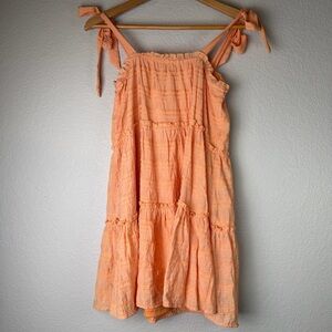 Altar’d State Peach Tie-Shoulder Tiered Boho Ruffle Sundress Size S